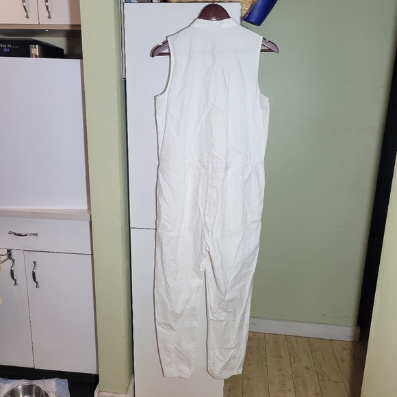Eileen Fisher Cotton Hemp Stretch Jumpsuit ankle length white XS - Picture 7 of 13